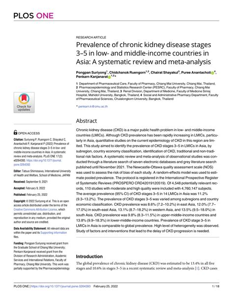 Prevalence of chronic kidney disease stages 3–5 in low.